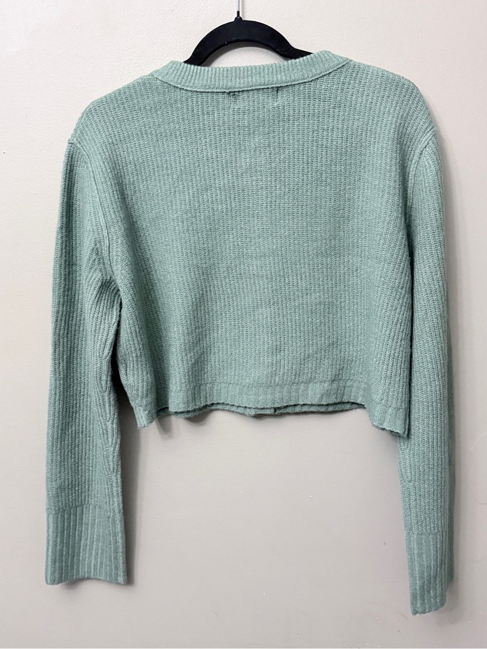 Sincerely Jules Sage Green Ribbed Cropped Cardigan Sweater Size M - Picture 6 of 7
